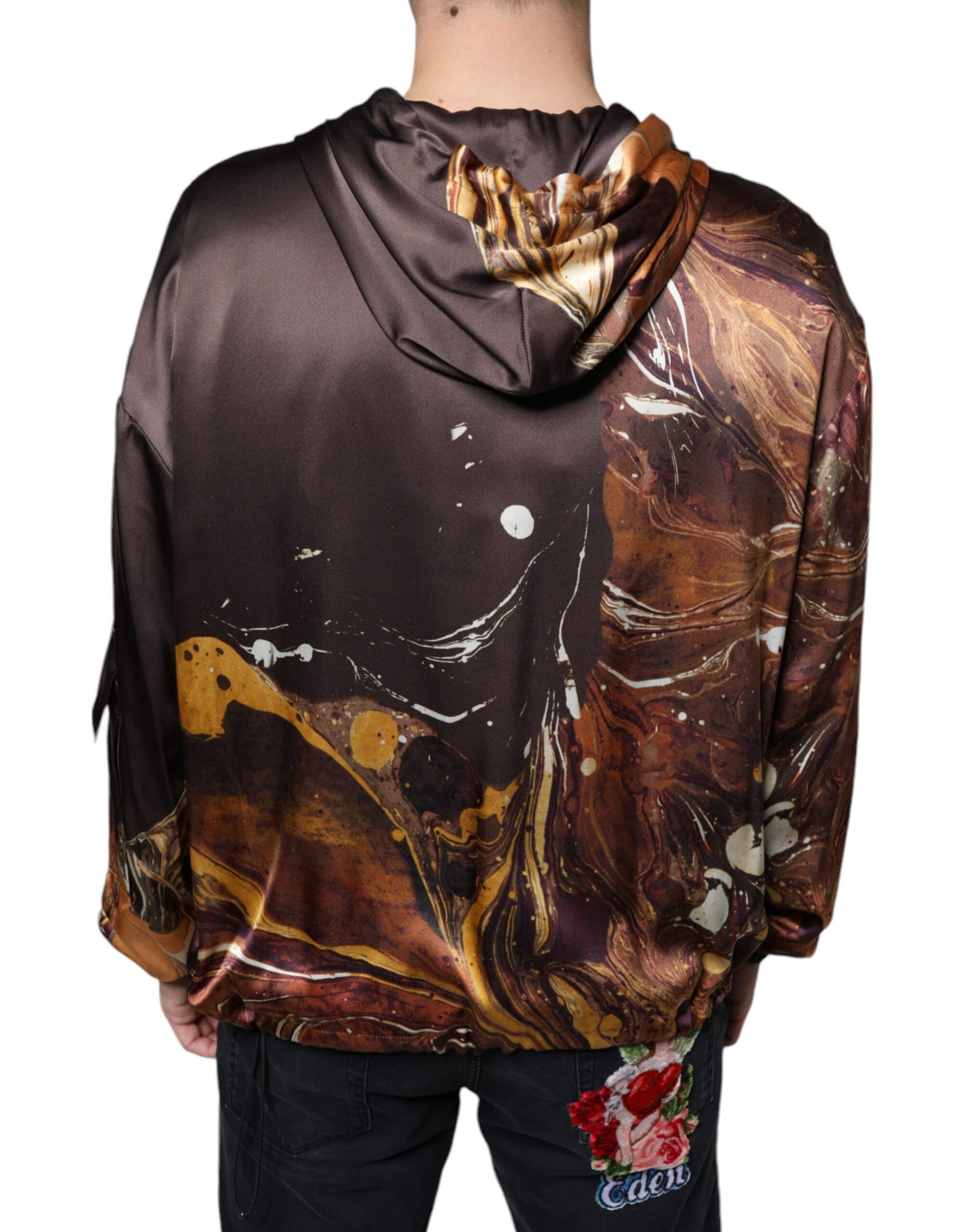 Brown Tie Dye Hooded Sweatshirt Sweater