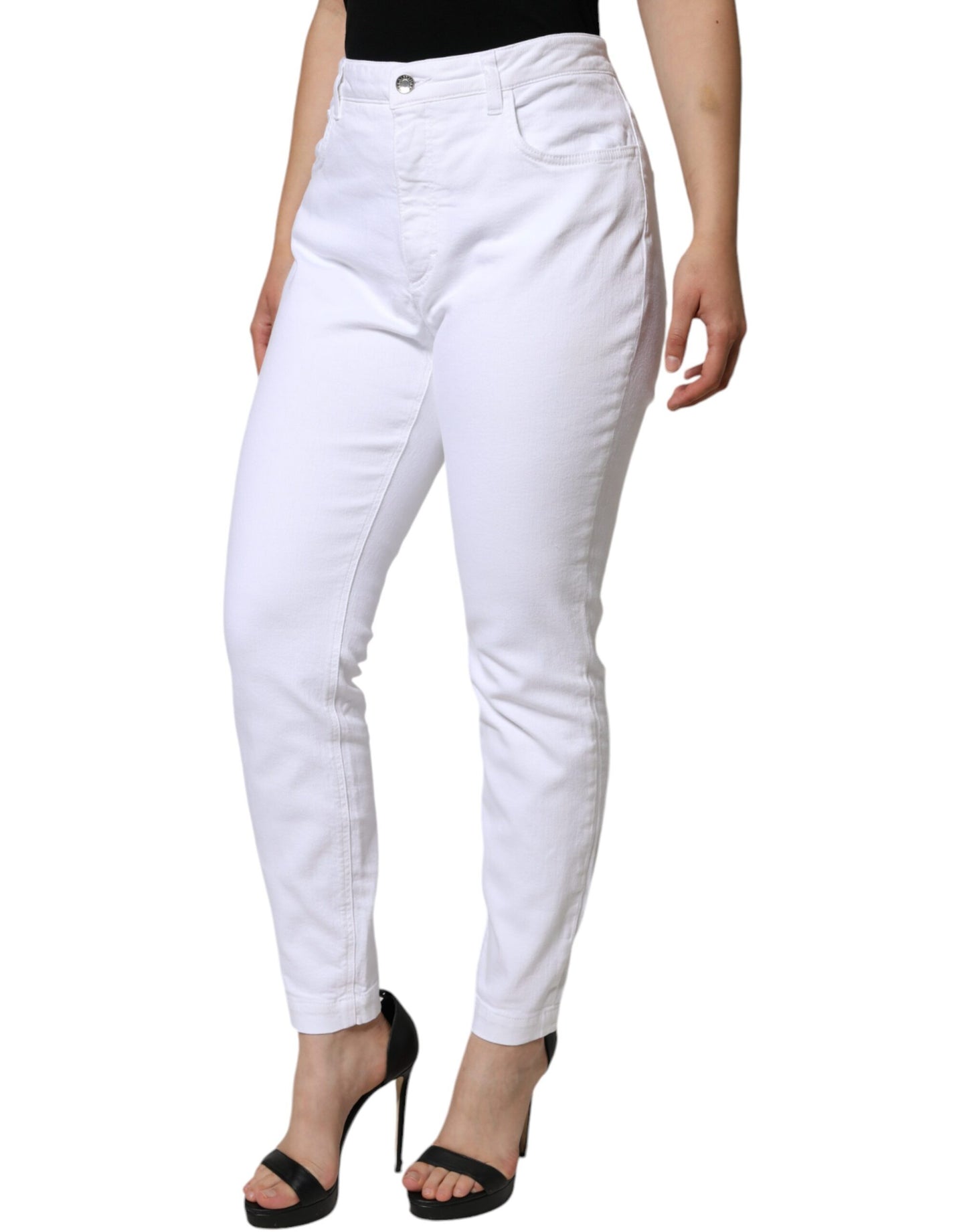 White Cotton Stretch AUDREY Skinny Jeans