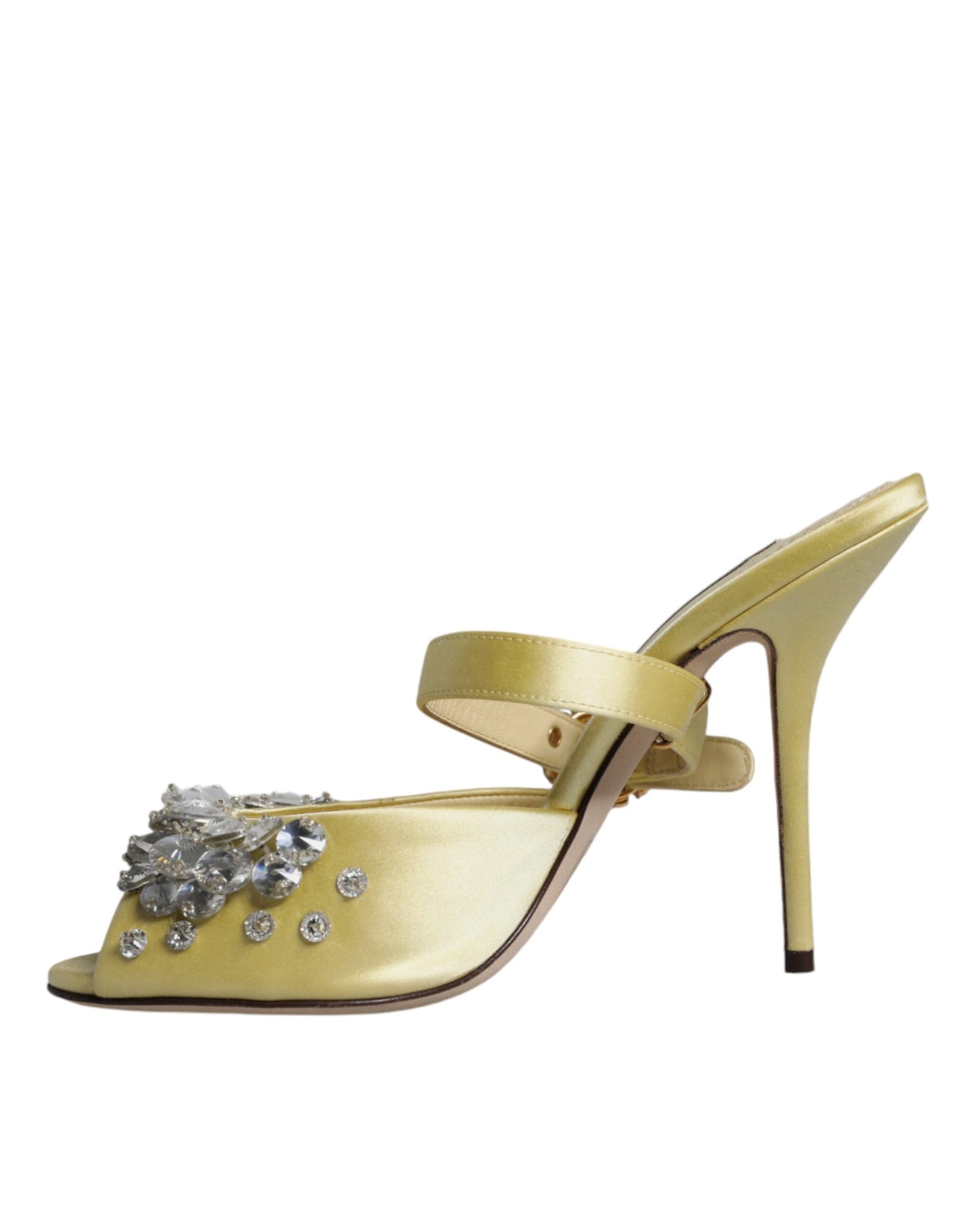 Yellow Crystal Slides Heels Sandals Shoes