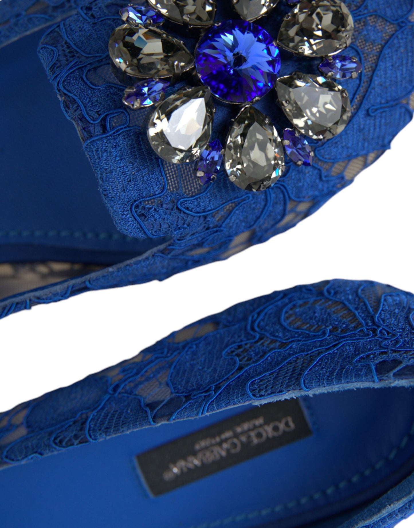 Blue Lace Crystal Ballet Flats Loafers Shoes