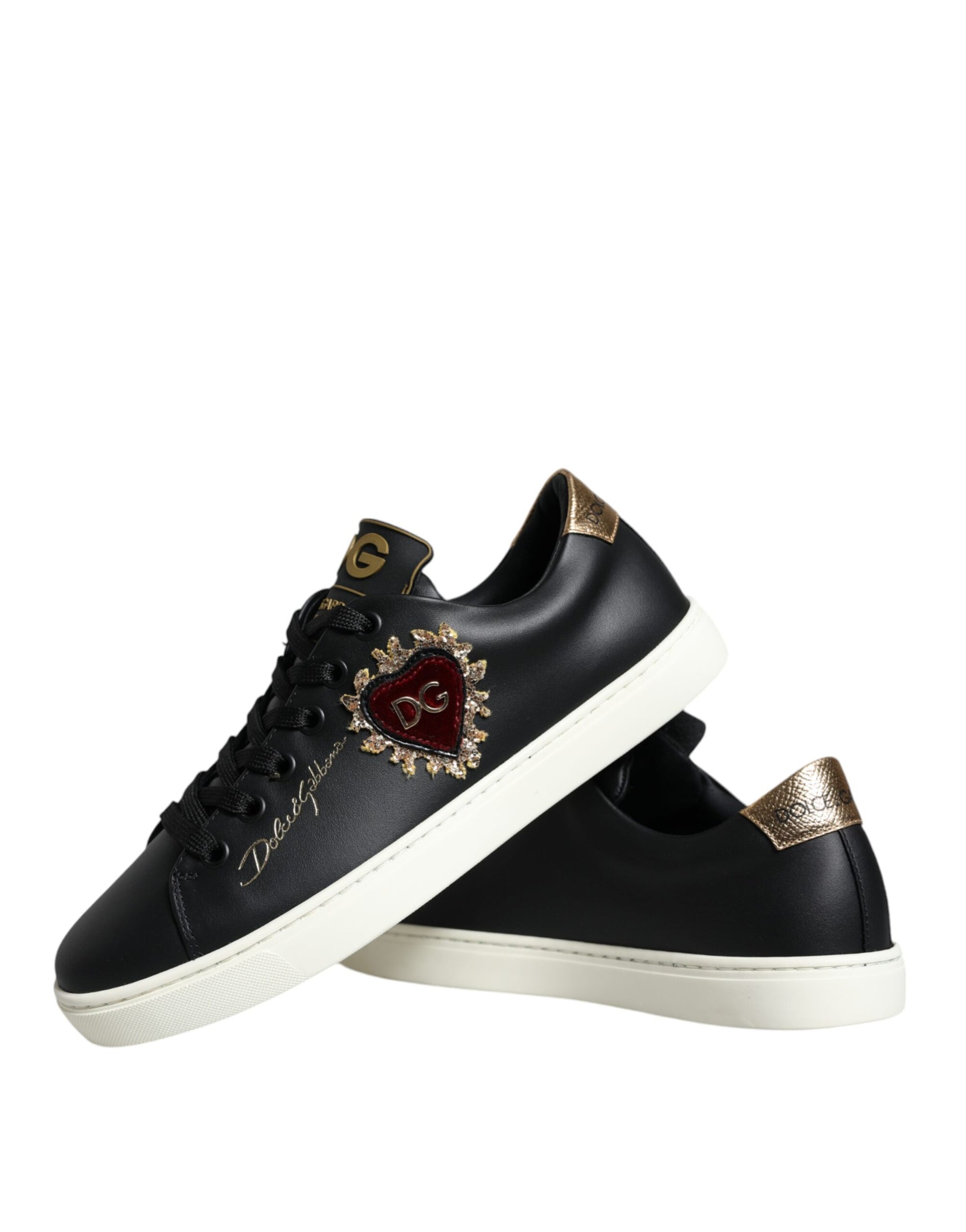 Black Portofino Sacred Heart Sneakers Shoes