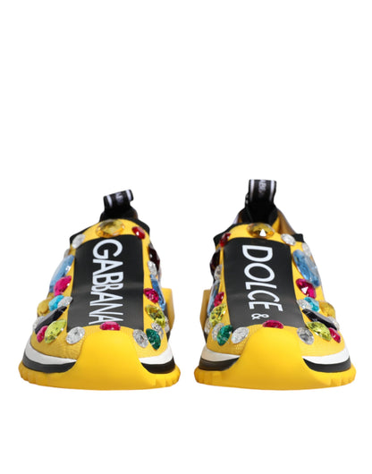 Yellow Sorrento Crystals Low Top Sneakers Shoes