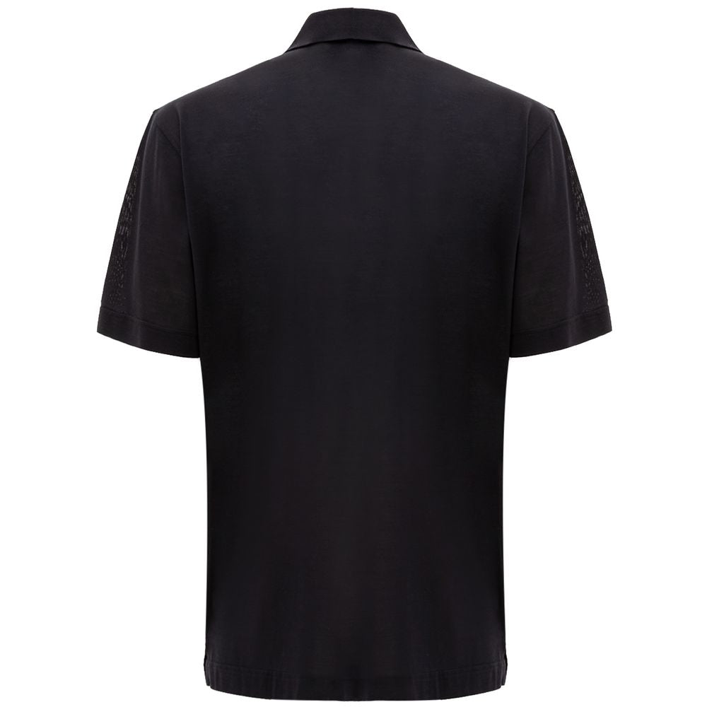 Black Silk Polo Shirt