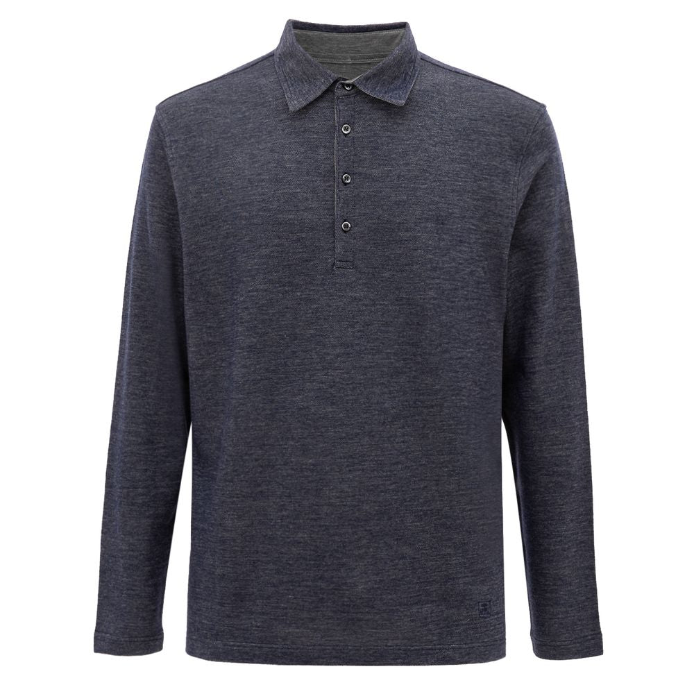 Blue Wool Polo Shirt