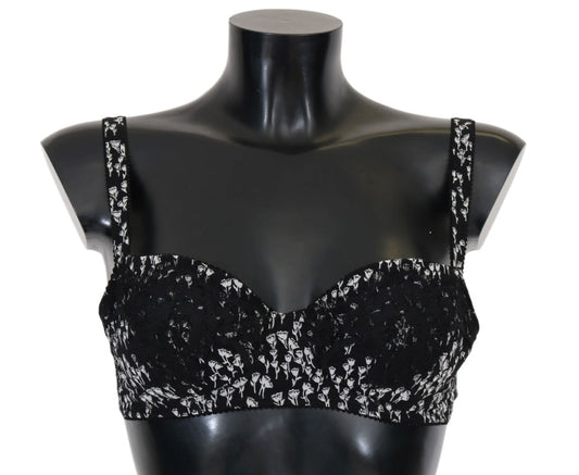 Elegant Black Floral Lace Silk Bra