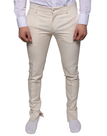 Off White Chino Wool Skinny Pants