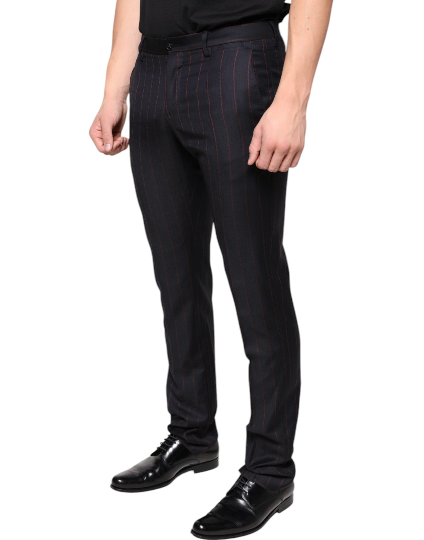 Black Stripes Skinny Men Dress Pants