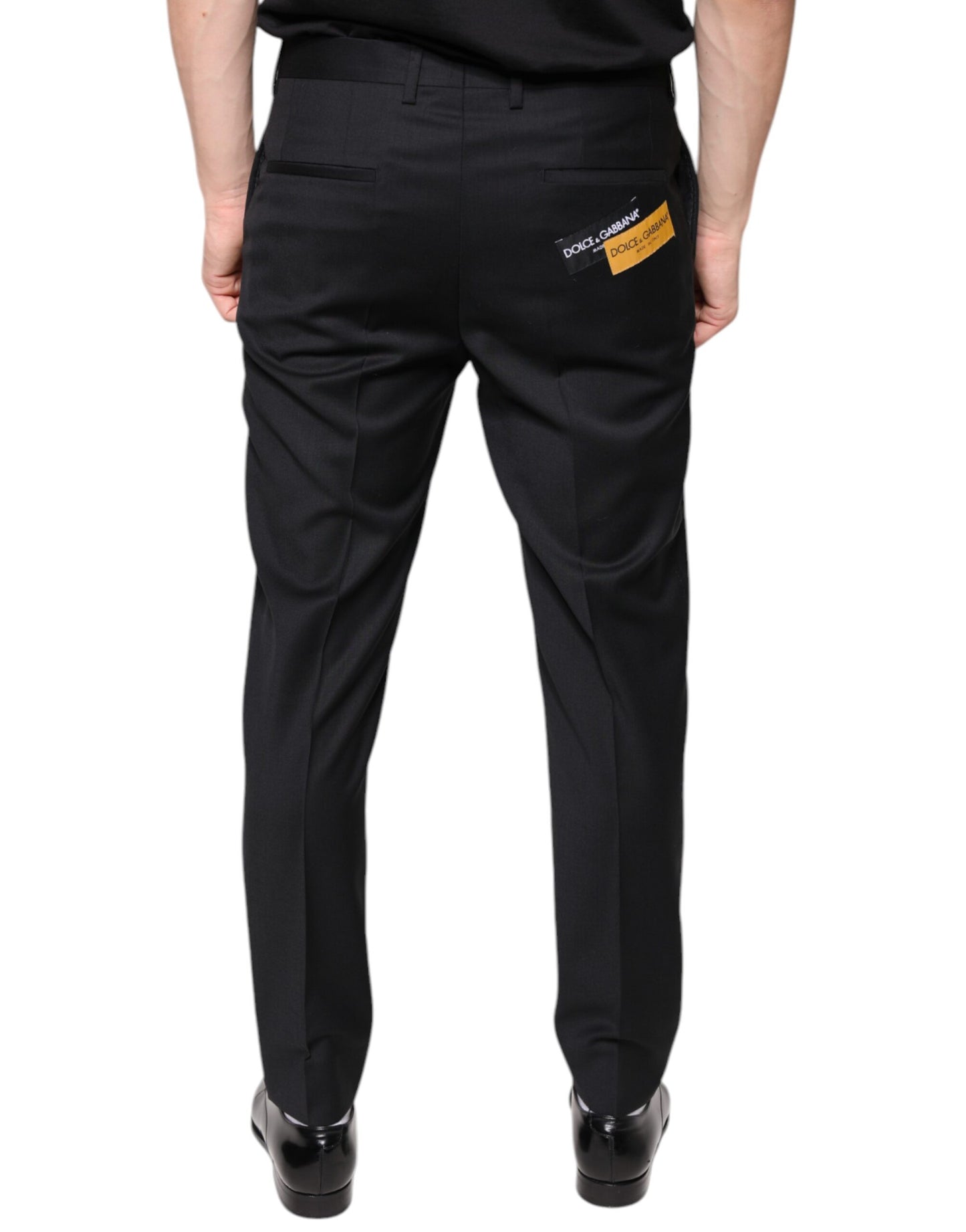 Black Wool Skinny Men Dress Pants