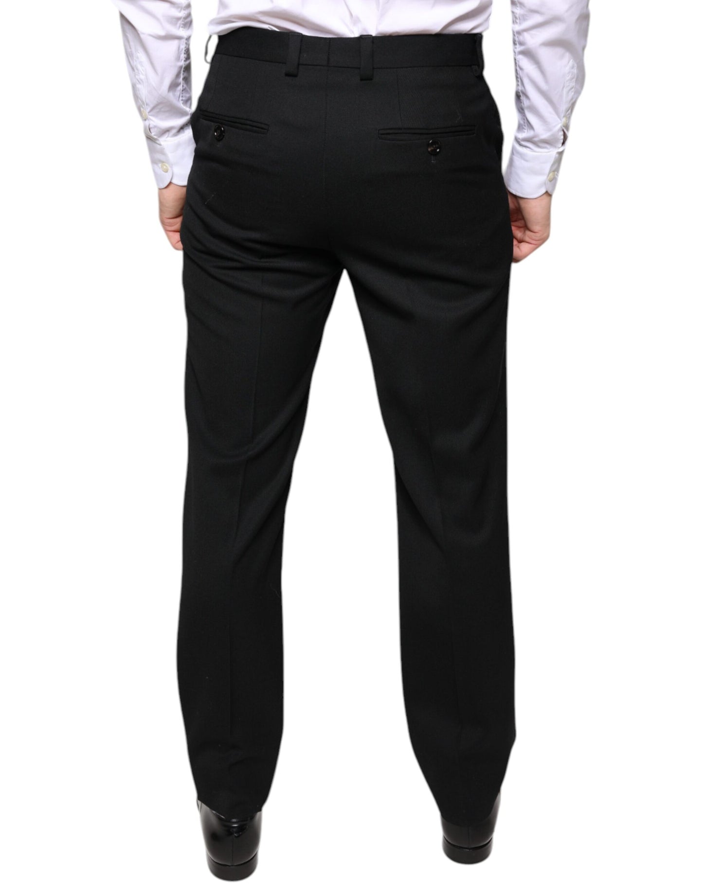 Black Wool Skinny Men Dress Pants