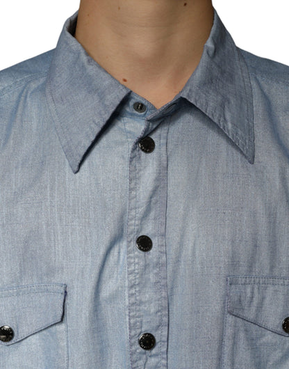 Light Blue Cotton Button Down Casual Shirt