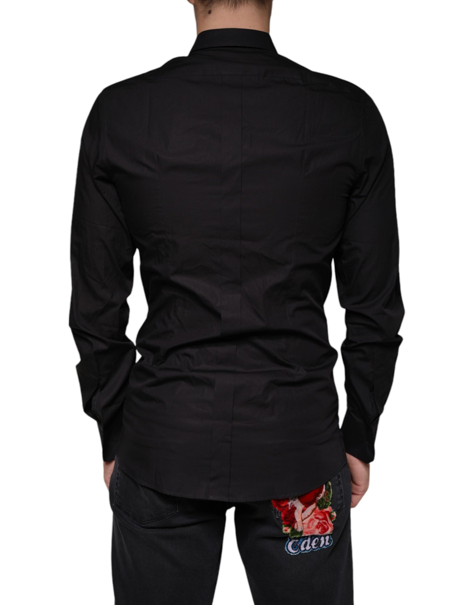 Black King Crown Embroidered GOLD Dress Shirt