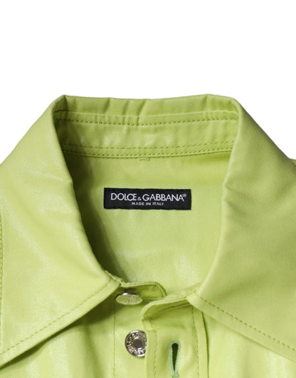 Green Cotton Collared Men Button Down Shirt