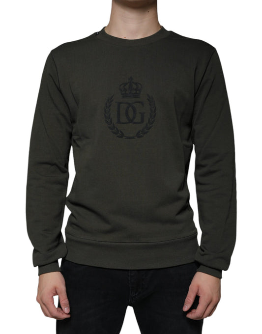 Army Green DG Crown Crew Neck Pullover Sweater