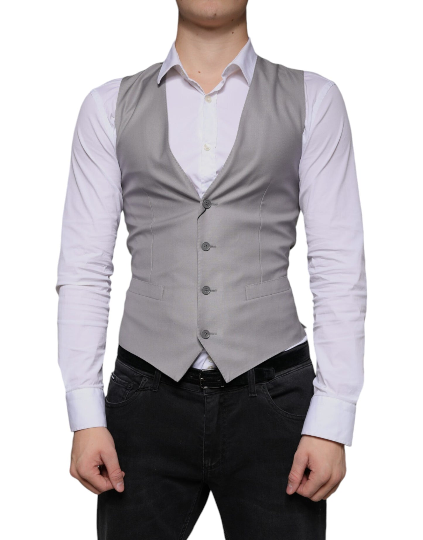 Light Gray Wool Formal Dress Waistcoat Vest