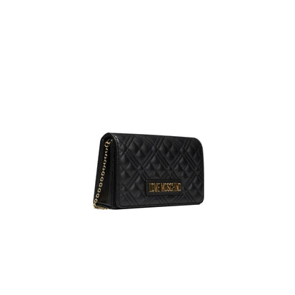 Black Polyethylene Women Crossbody Bag