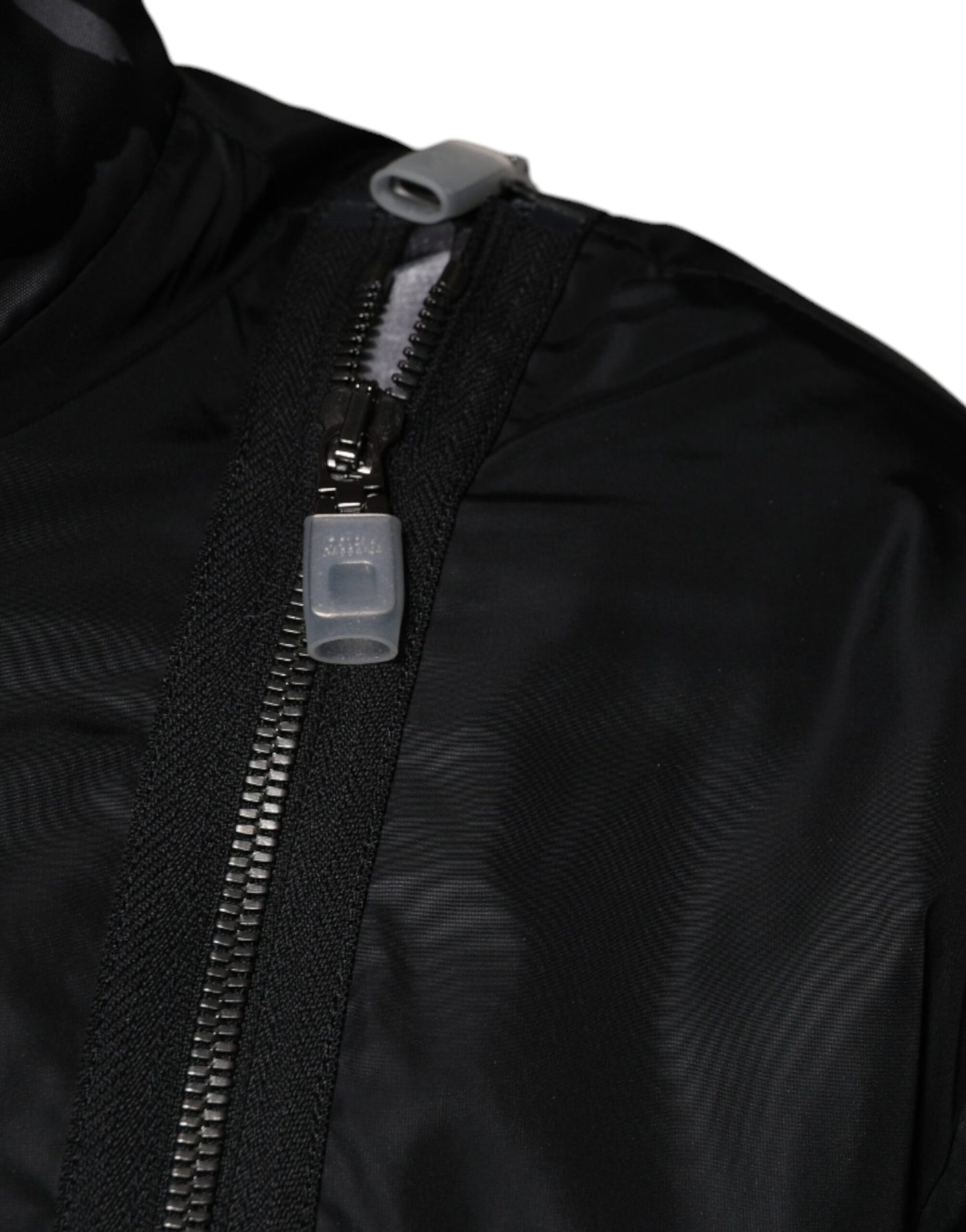 Black Nylon Full Zip Men Bomber Jacket