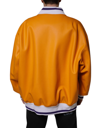 Orange White Full Zip Jersey Bomber Jacket