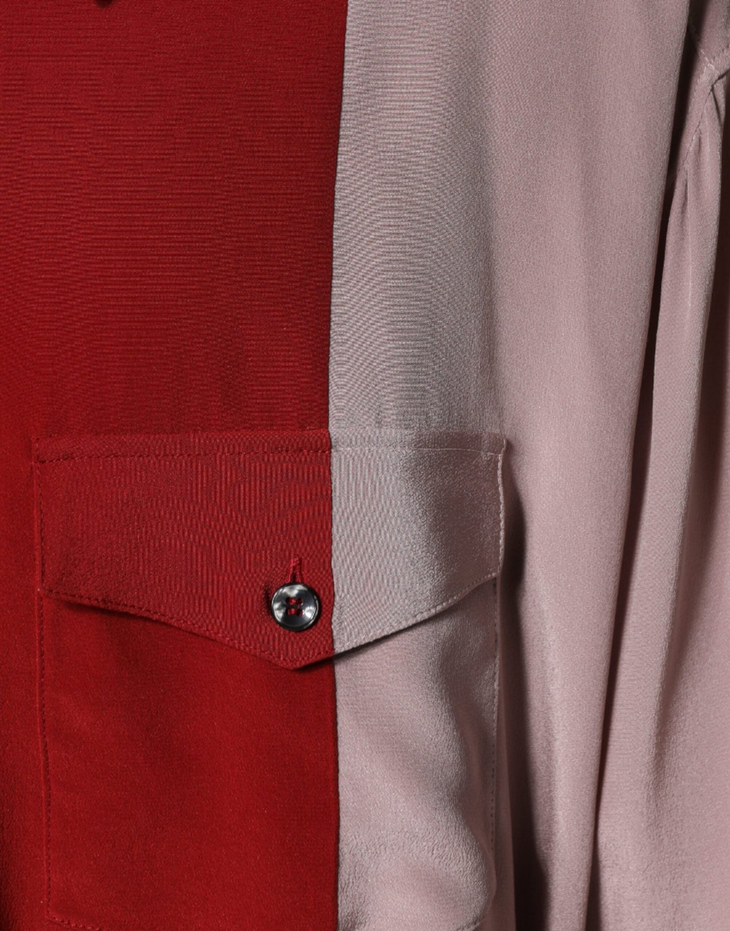 Red Pink Silk Collared Button Down Shirt