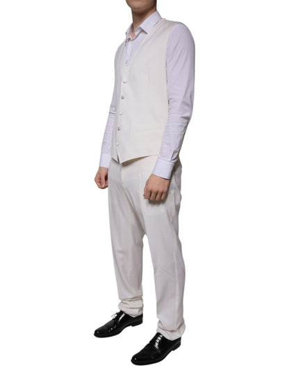 White Wool Silk 3 Piece SlimFit Formal Suit