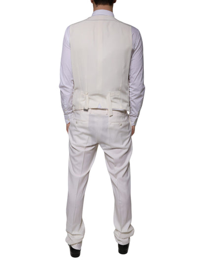 White Wool Silk 3 Piece SlimFit Formal Suit