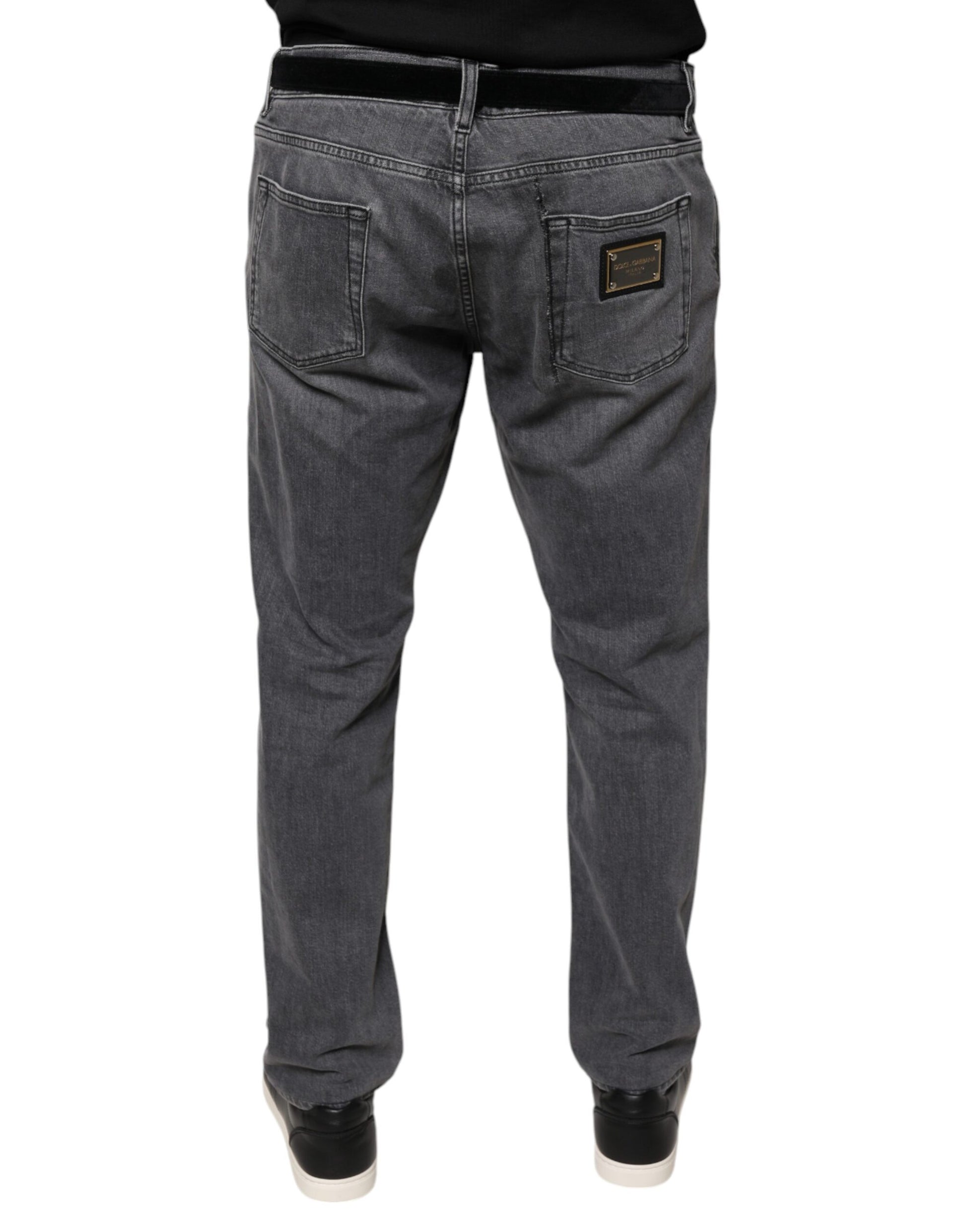 Dark Gray Cotton Stretch Skinny Denim Jeans