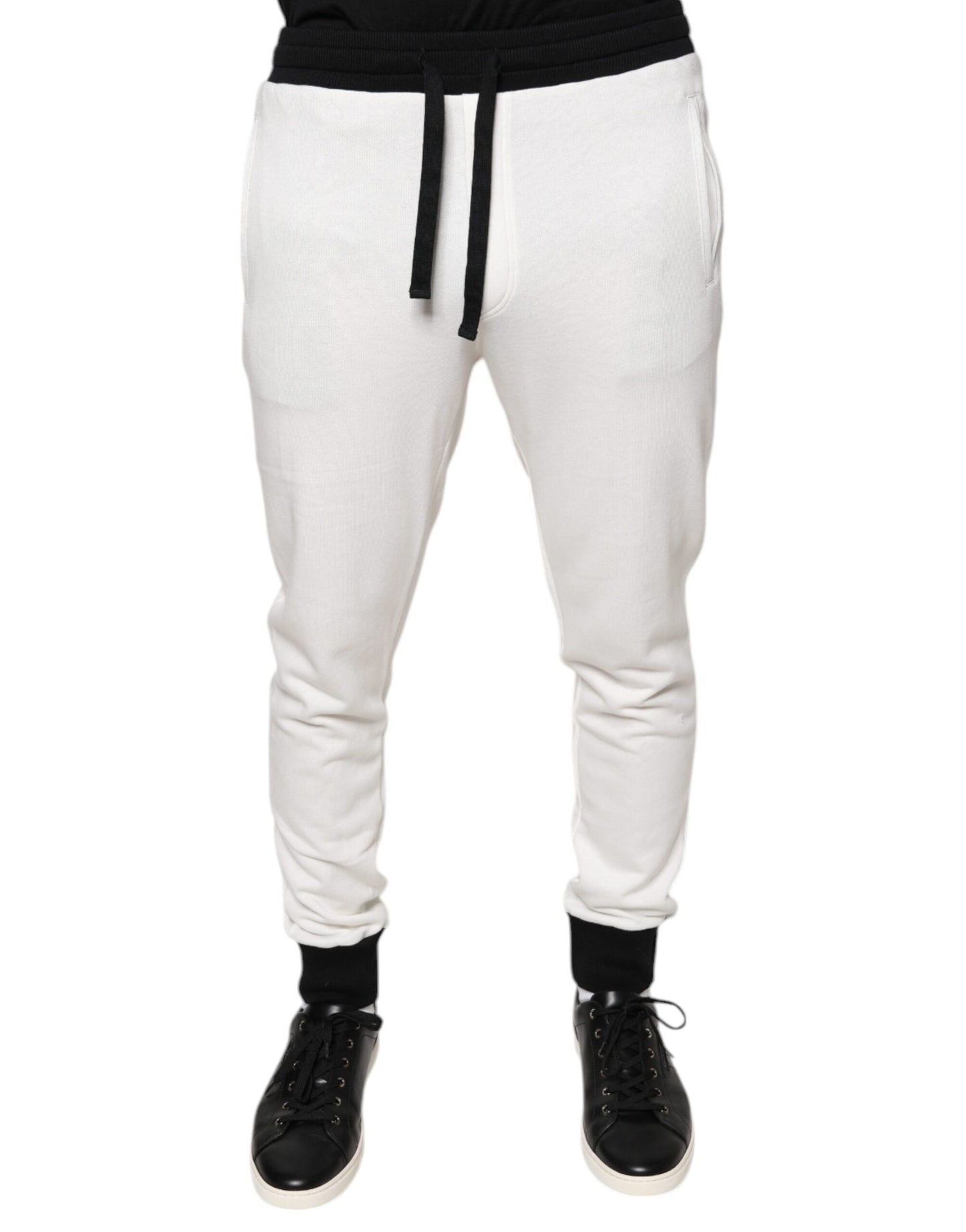 White Cotton Slim Men Jogger Sweatpants Pants