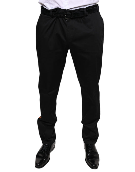 Black Cotton Stretch Skinny Men Dress Pants