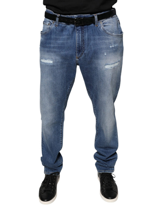 Blue Washed Cotton Stretch Men Denim Jeans