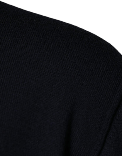 Black Wool Crew Neck Men Pullover Sweater