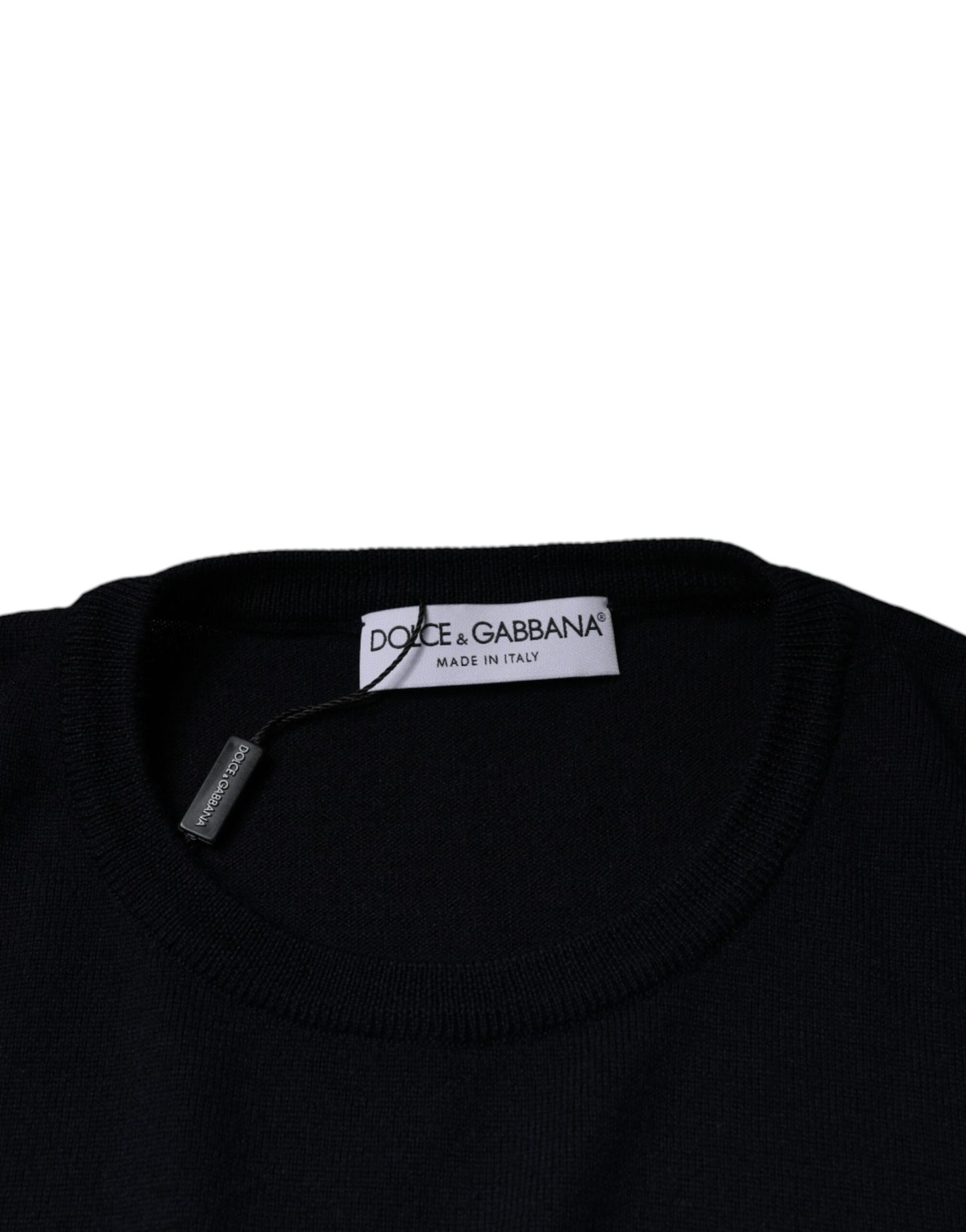 Black Wool Crew Neck Men Pullover Sweater