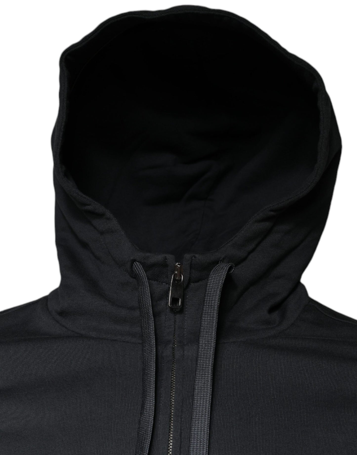 Black Cotton Hooded Men Full Zip Sweater