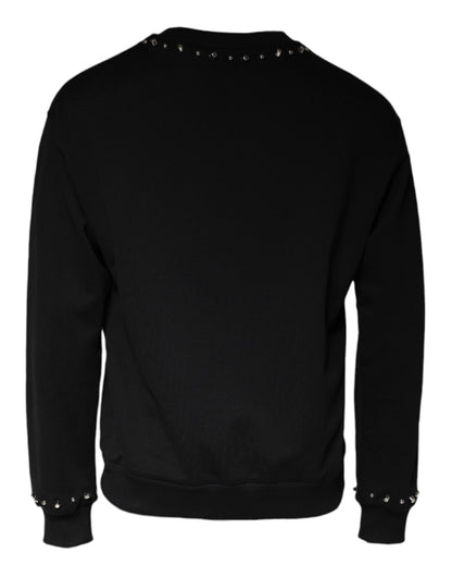 Black Logo Stud Pullover Sweatshirt Sweater