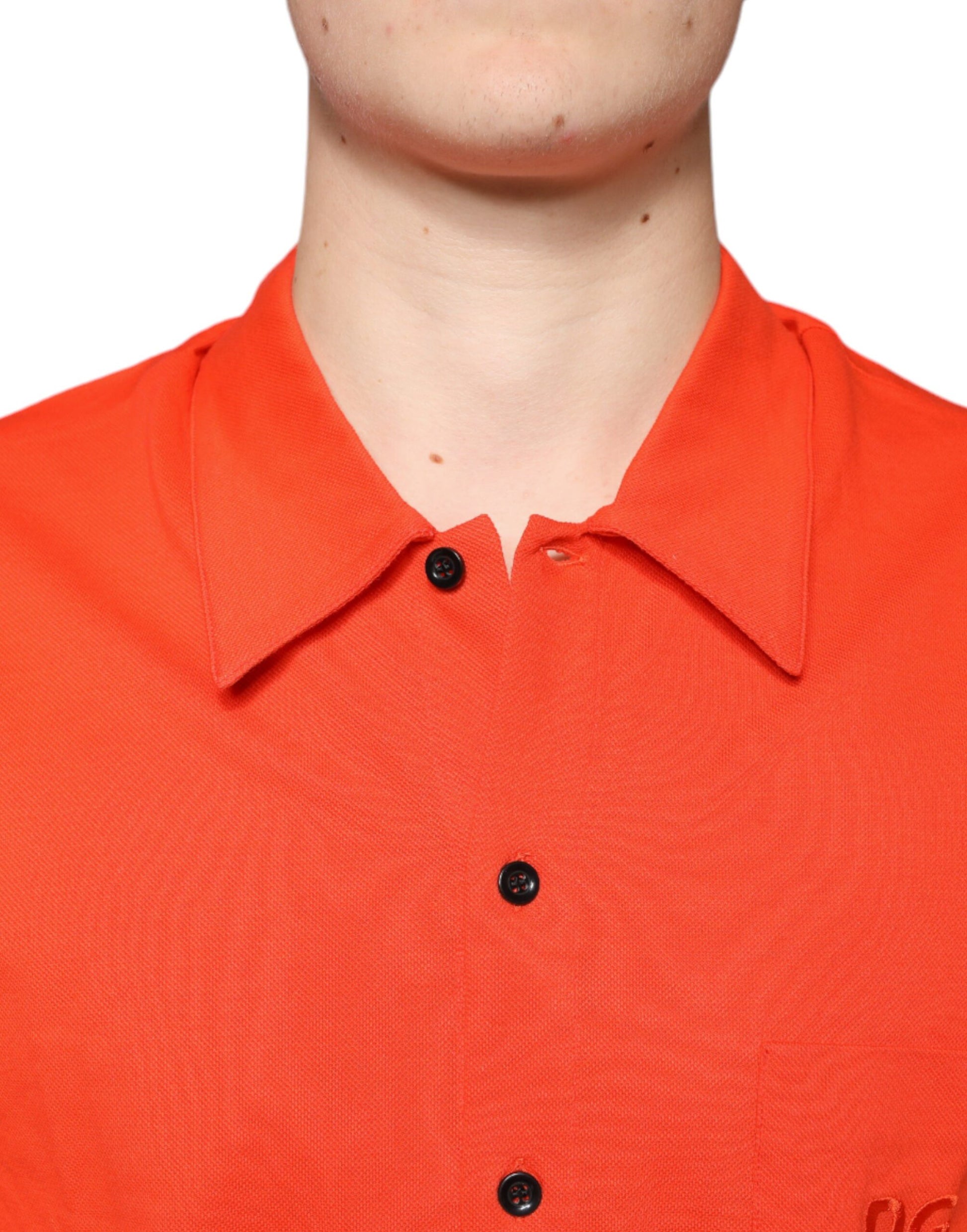 Orange Cotton Button Down Casual Polo Shirt