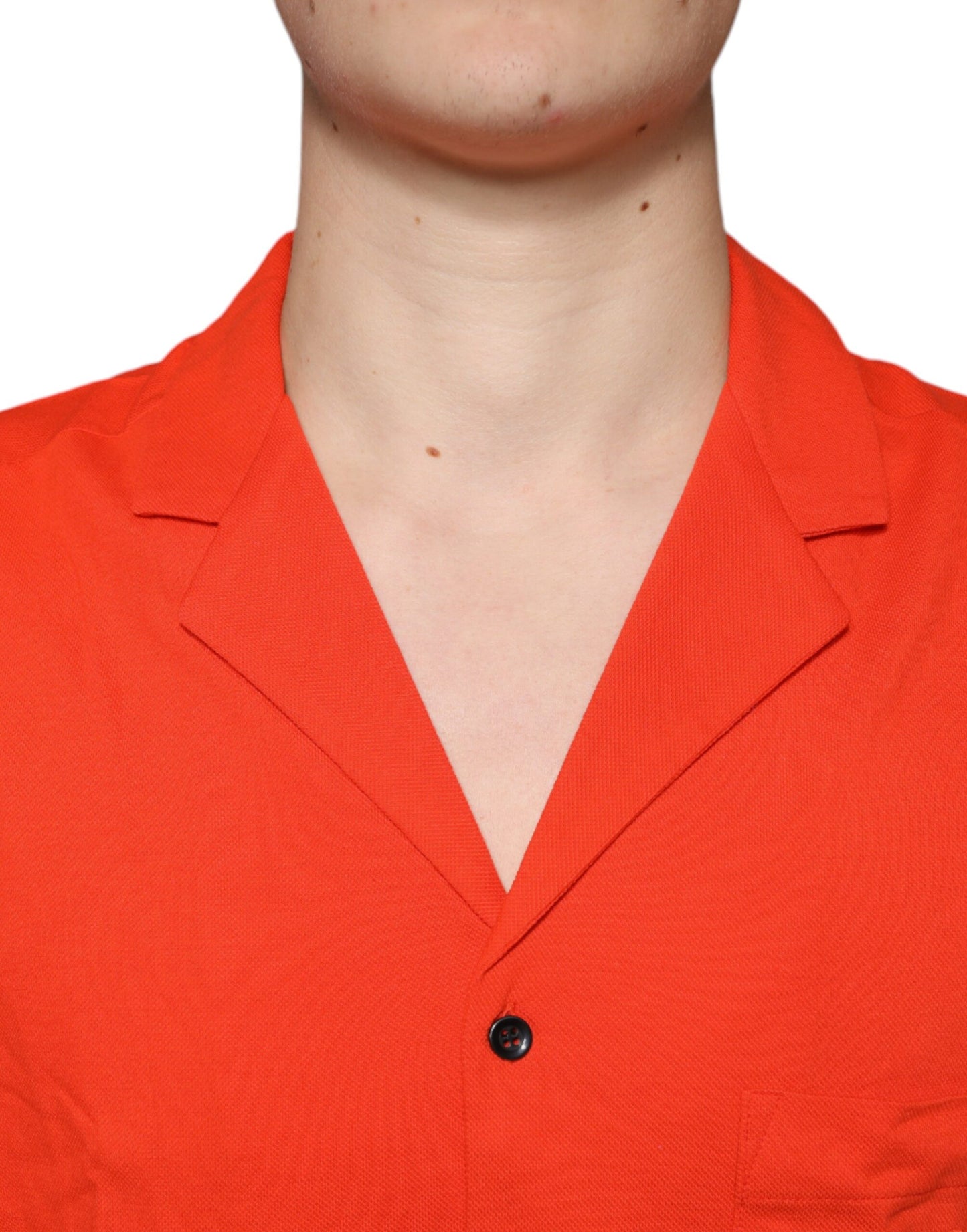 Orange Cotton Button Down Casual Polo Shirt