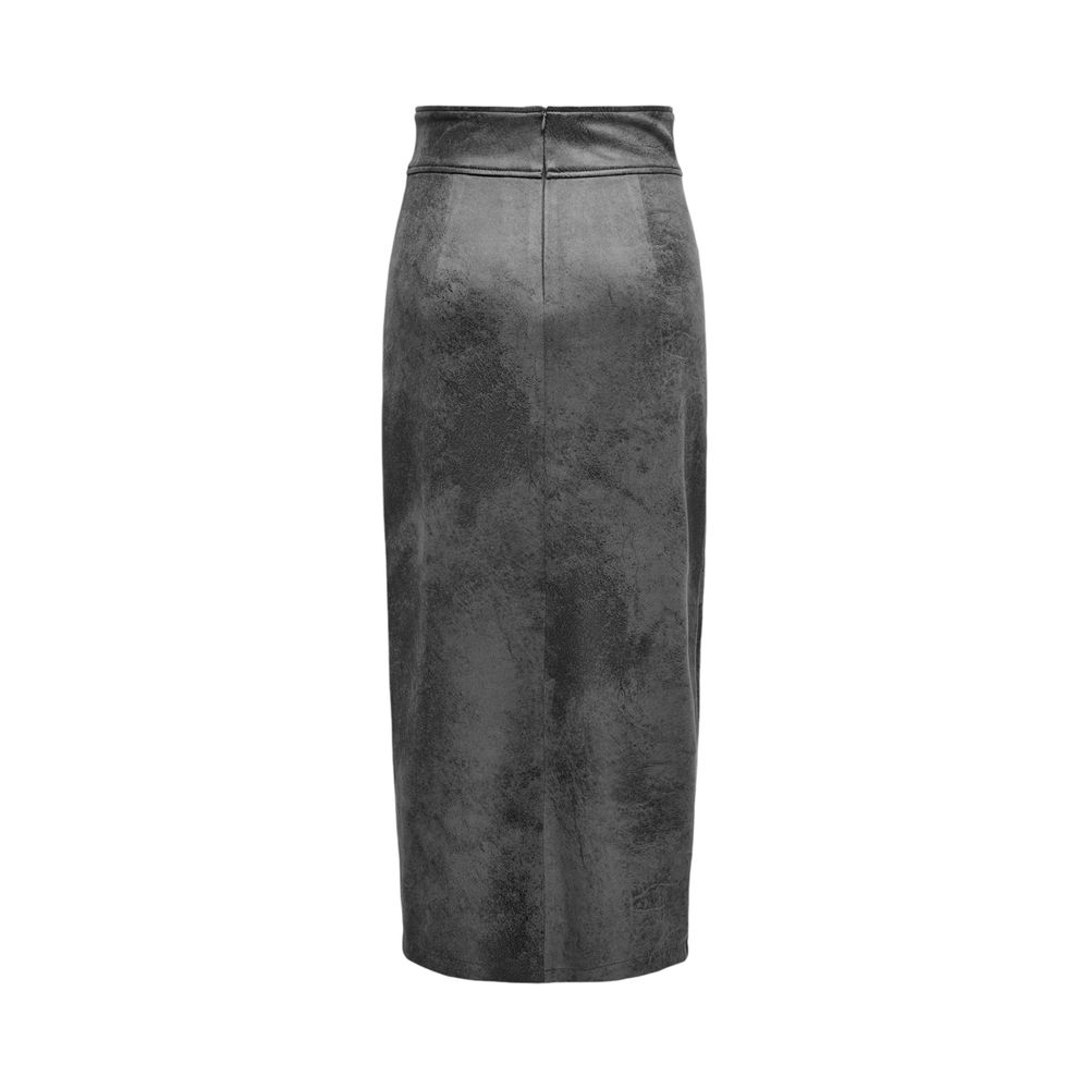 Gray Synthetic Leather Skirt