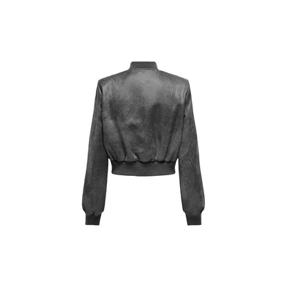 Gray Synthetic Leather Jackets & Coat