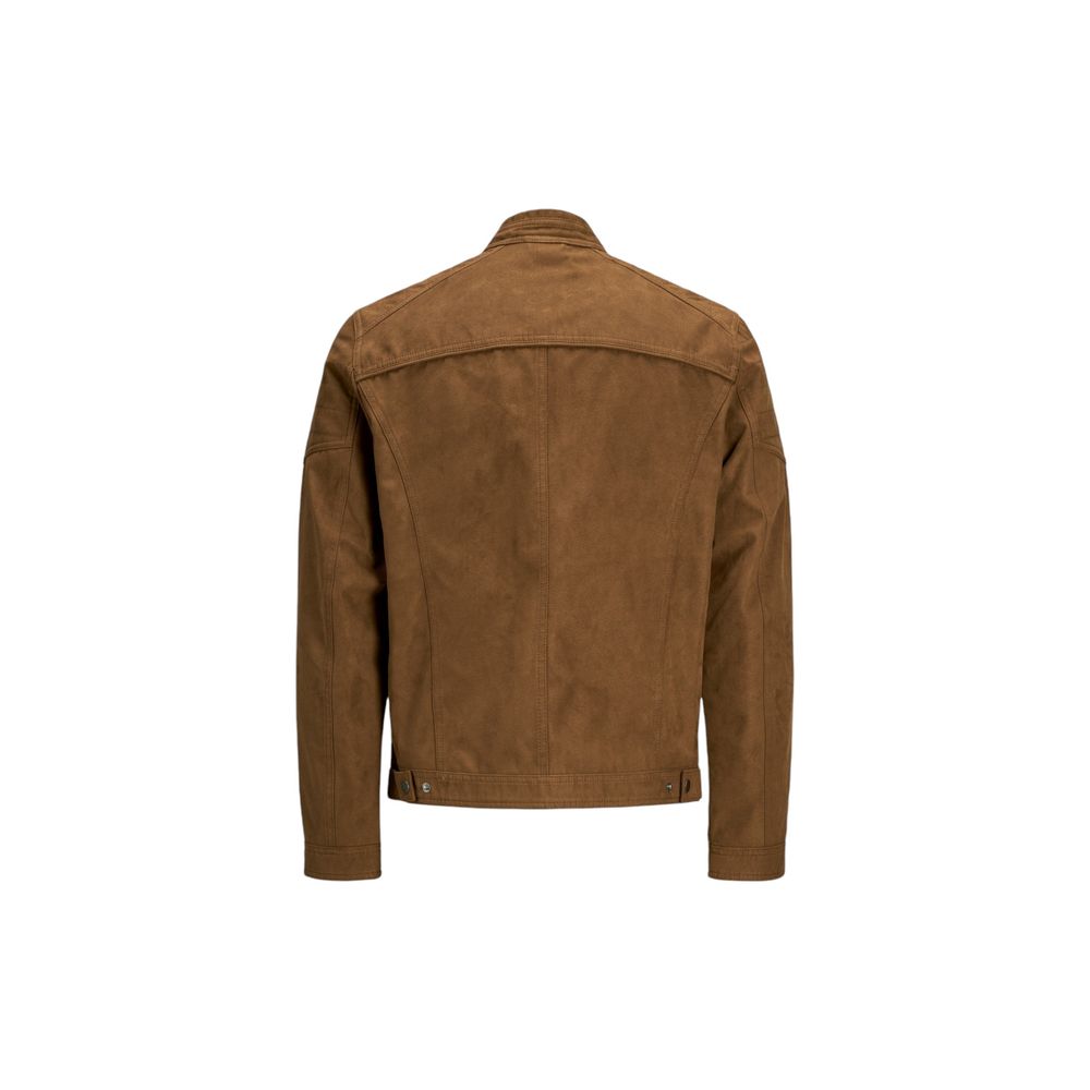 Beige Synthetic Leather Jacket