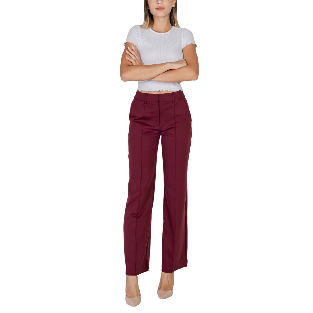 Bordeaux Polyester Jeans & Pant