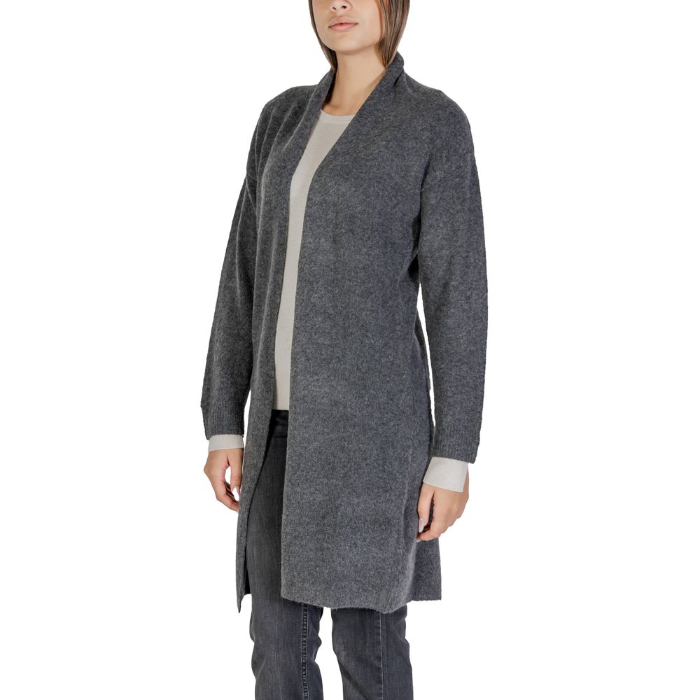 Gray Polyester Cardigan