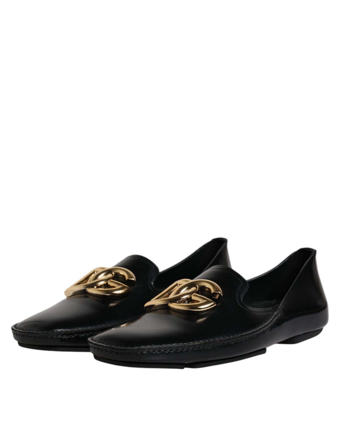 Black Leather DG Logo Loafer Men Dress Shoes