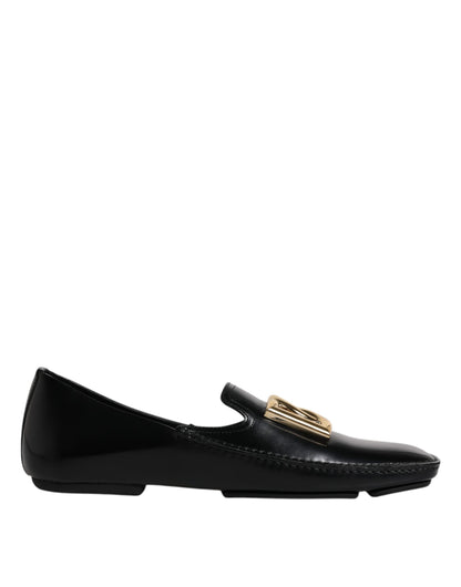 Black Leather DG Logo Loafer Men Dress Shoes