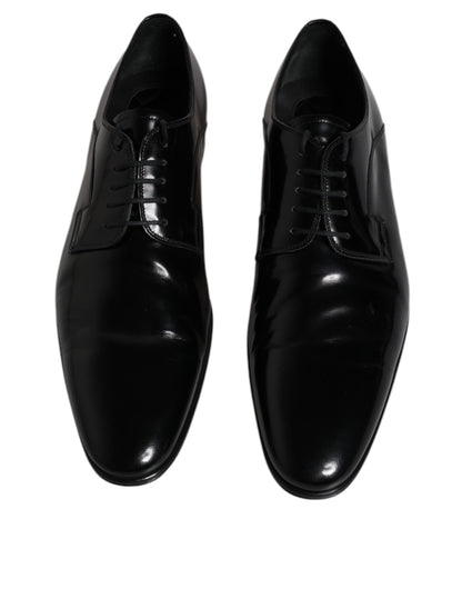 Black Leather Lace Up Derby Formal Shoes