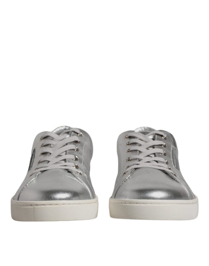 Silver London Low Top Leather Sneakers Shoes