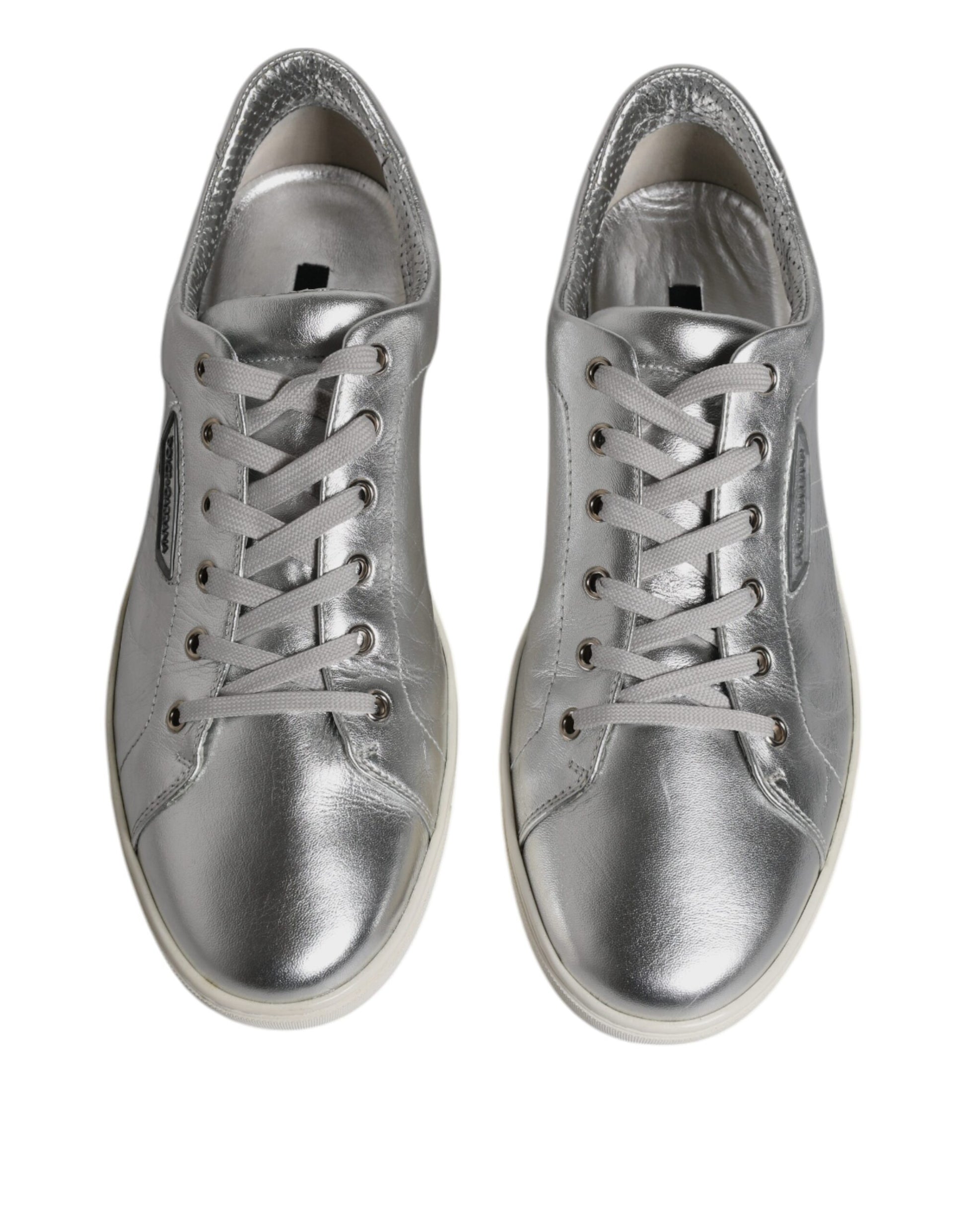 Silver London Low Top Leather Sneakers Shoes