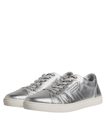 Silver London Low Top Leather Sneakers Shoes