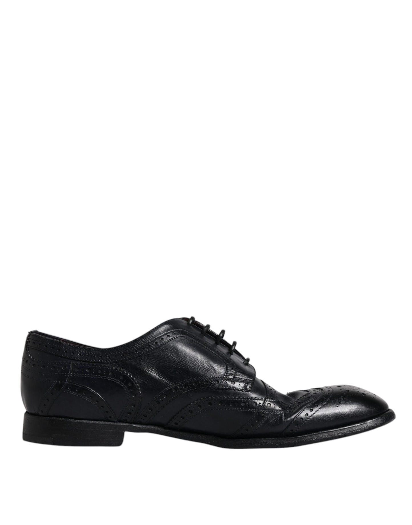 Blue Leather Derby Wingtip Formal Shoes