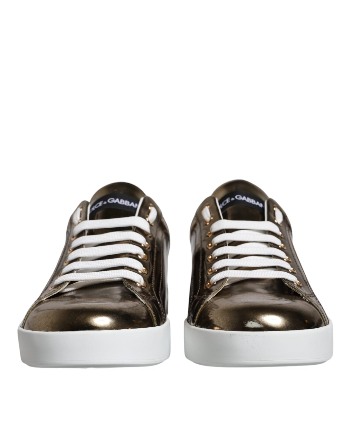 Gold Leather Logo Portofino Men Sneaker Shoes