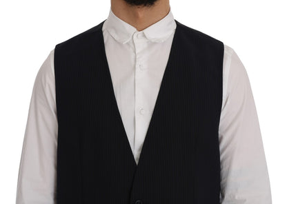 Sleek Striped Wool Blend Waistcoat Vest