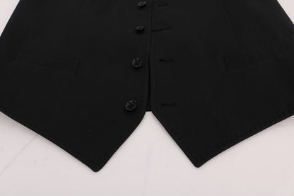 Sleek Black Single-Breasted Waistcoat