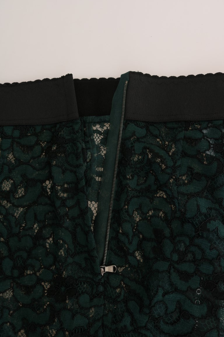 High Waist Floral Lace Slim Trousers